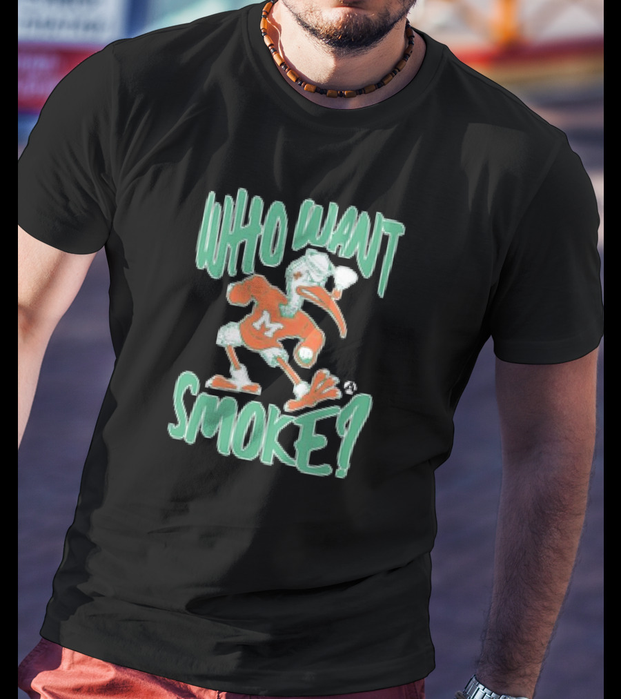 Miami Hurricanes Who Want Smoke Vintage Style Ibis Character T-Shirt