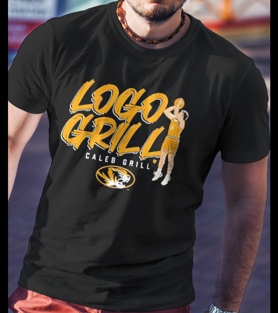 Logo Grill Caleb Grill Missouri Basketball Player Shooting Tiger Emblem T-Shirt