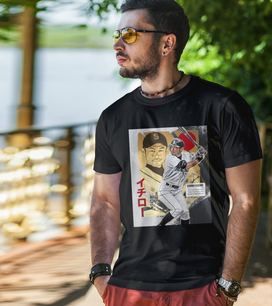 Ichiro Suzuki Seattle Mariners First Japanese-Born Player Elected To Baseball Hall Of Fame Red Sun T-Shirt