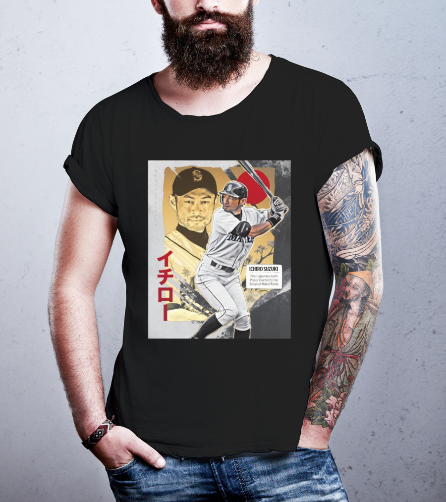 Ichiro Suzuki Seattle Mariners First Japanese-Born Player Elected To Baseball Hall Of Fame Red Sun T-Shirt