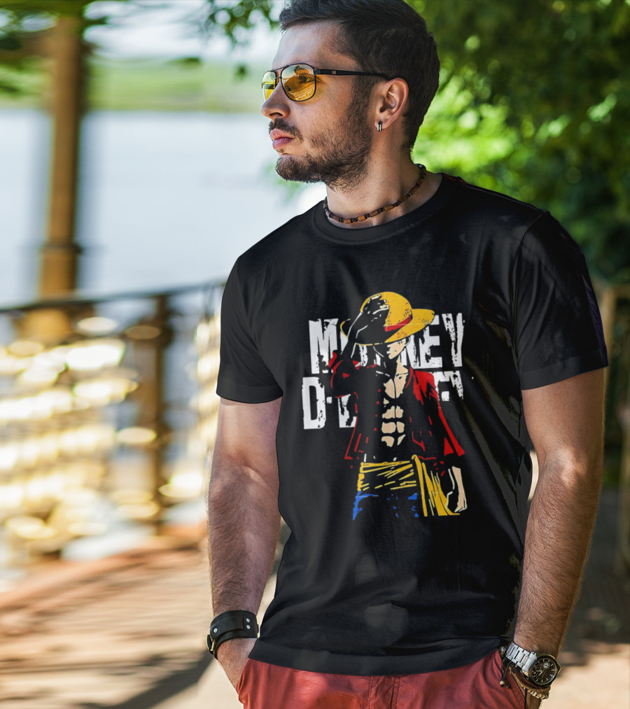 Monkey D Luffy One Piece Anime Character Iconic Straw Hat Pirate Outfit T-Shirt