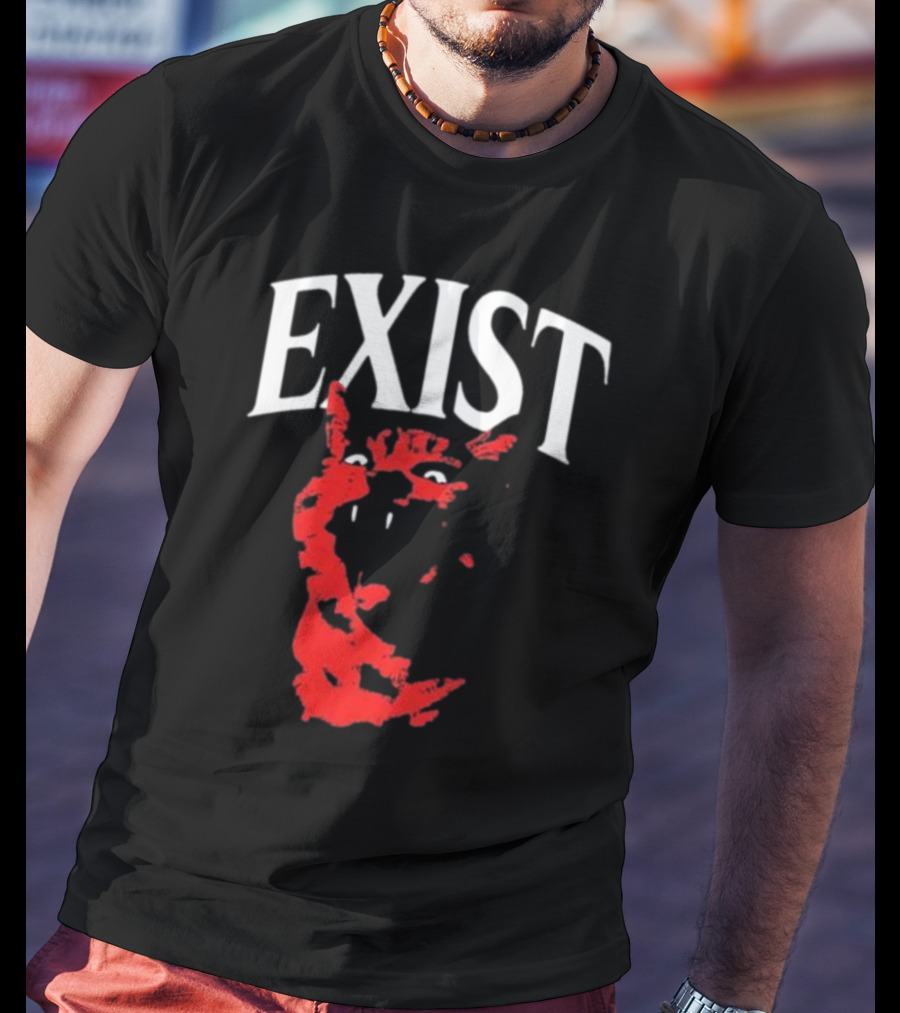 Mynameistuv Exist Red Cat Face T-Shirt