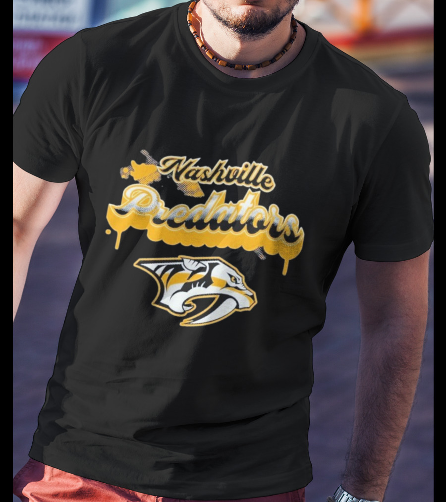 Nashville Predators Bubbly Script Ice Hockey Team Logo T-Shirt
