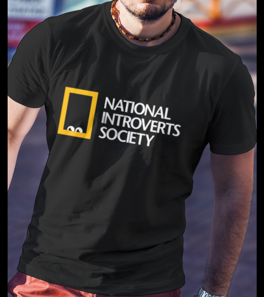 National Introverts Society Humor Featuring Iconic Yellow Frame And Peeking Eyes T-Shirt