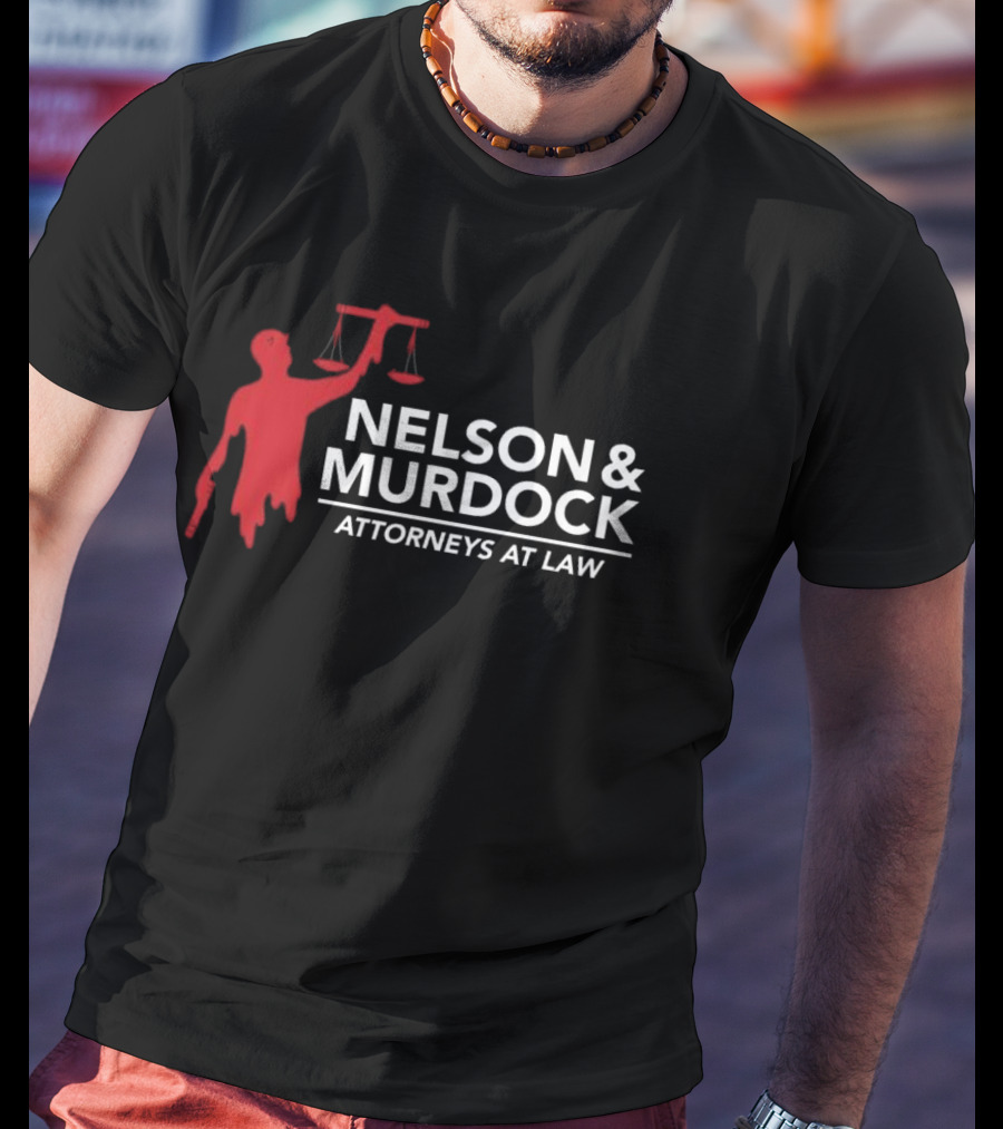 Nelson & Murdock Attorneys At Law Scales Of Justice Iconic Red Silhouette T-Shirt