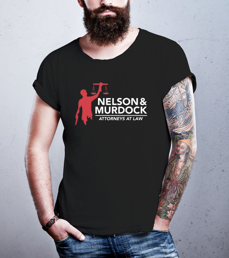 Nelson & Murdock Attorneys At Law Scales Of Justice Iconic Red Silhouette T-Shirt