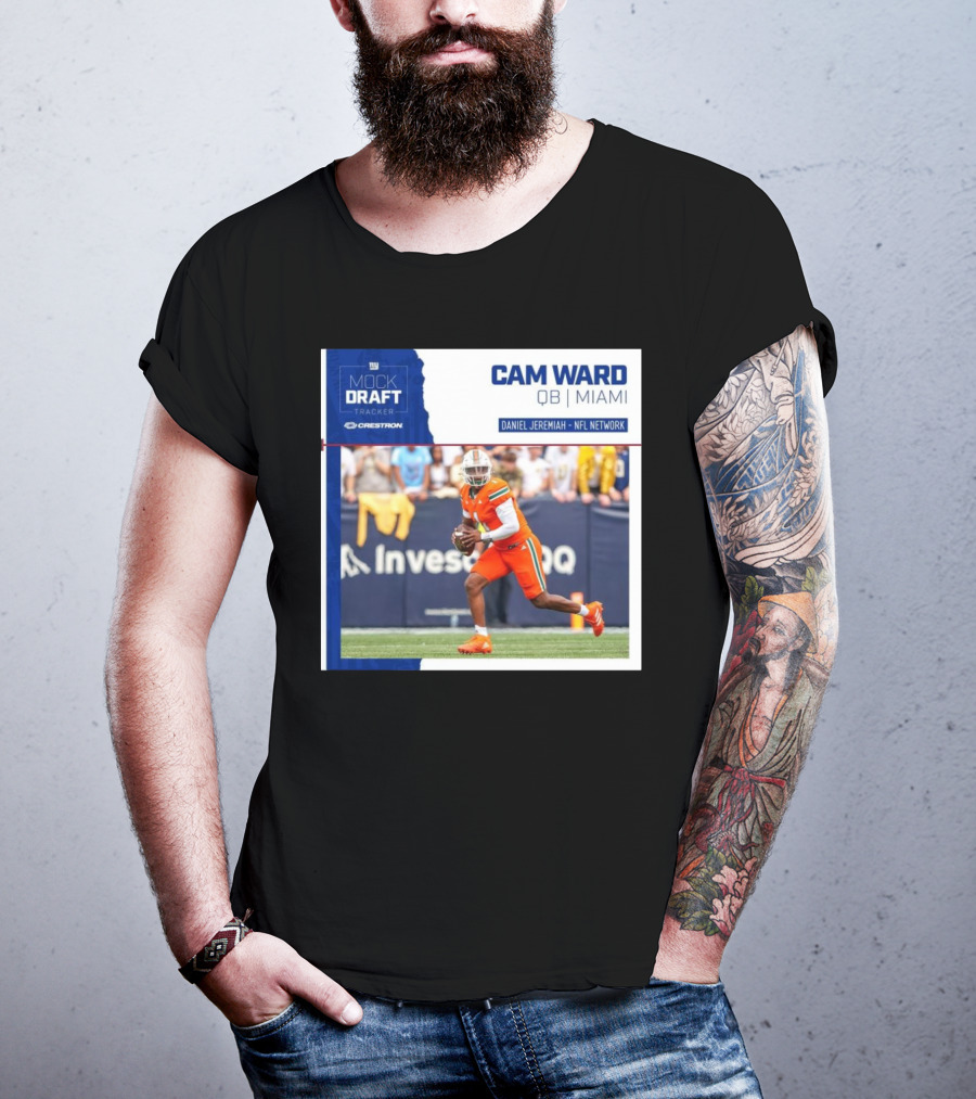 New York Giants Mock Draft Tracker Cam Ward QB Miami Daniel Jeremiah NFL Network T-Shirt