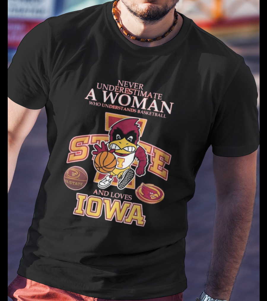 Never Underestimate A Woman Who Understands Basketball And Loves Iowa State Cyclones Mascot T-Shirt