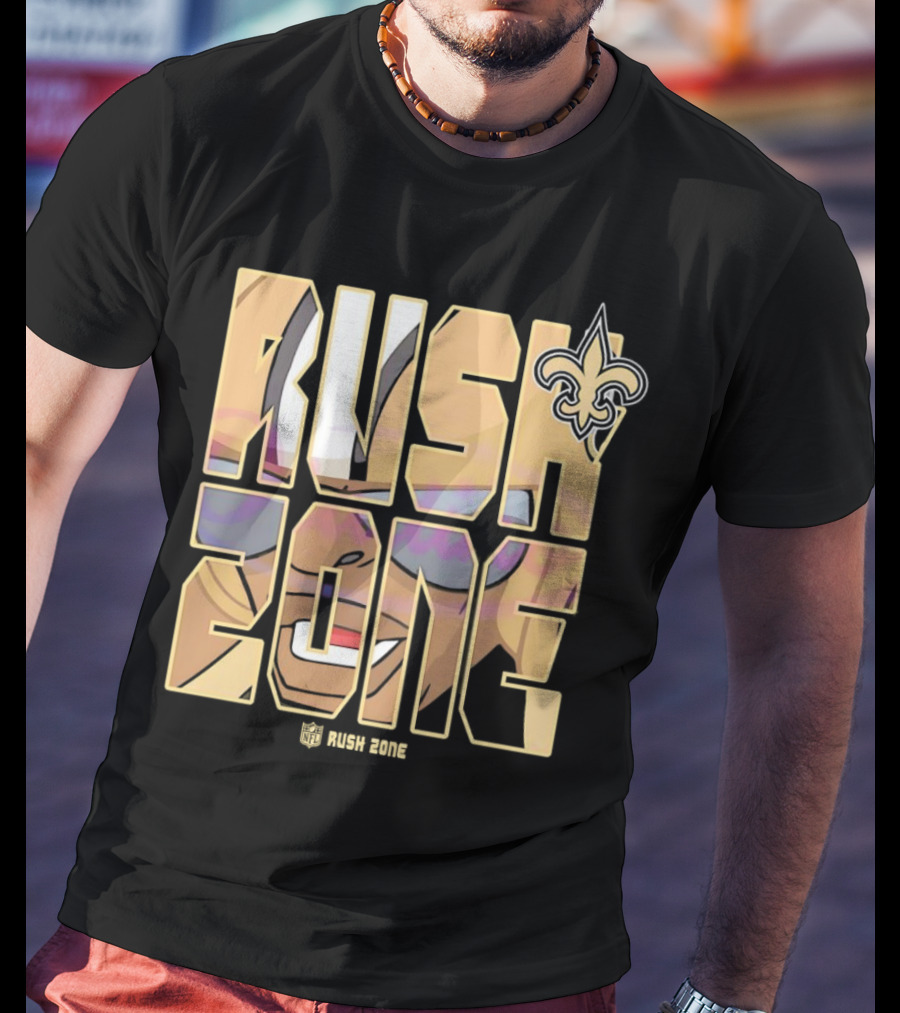New Orleans Saints Rush Zone NFL Cartoon Fleur-de-Lis T-Shirt