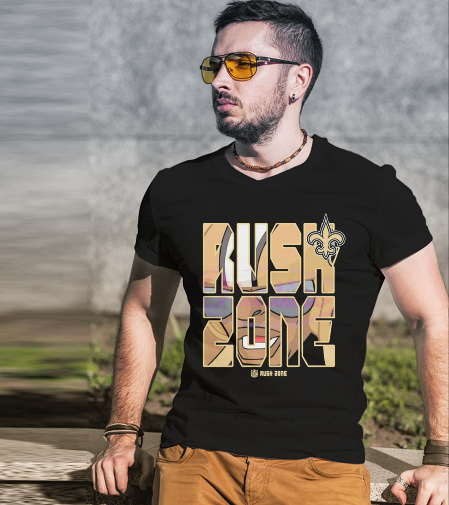 New Orleans Saints Rush Zone NFL Cartoon Fleur-de-Lis T-Shirt