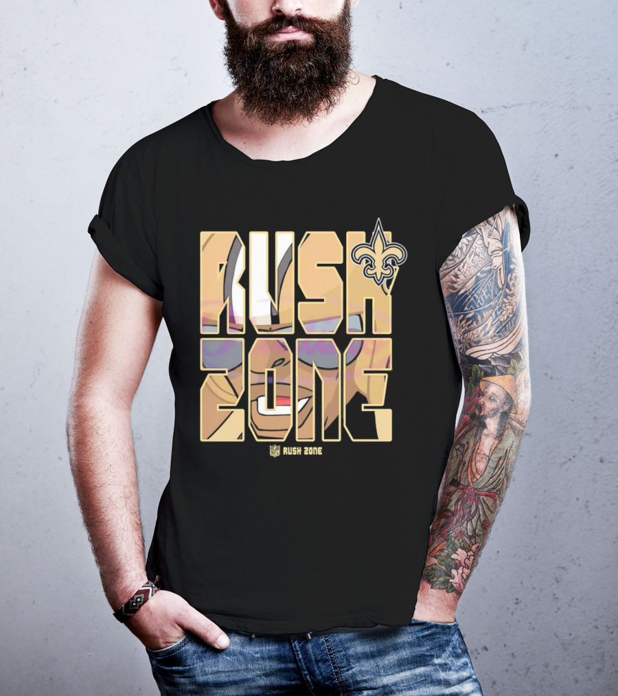 New Orleans Saints Rush Zone NFL Cartoon Fleur-de-Lis T-Shirt