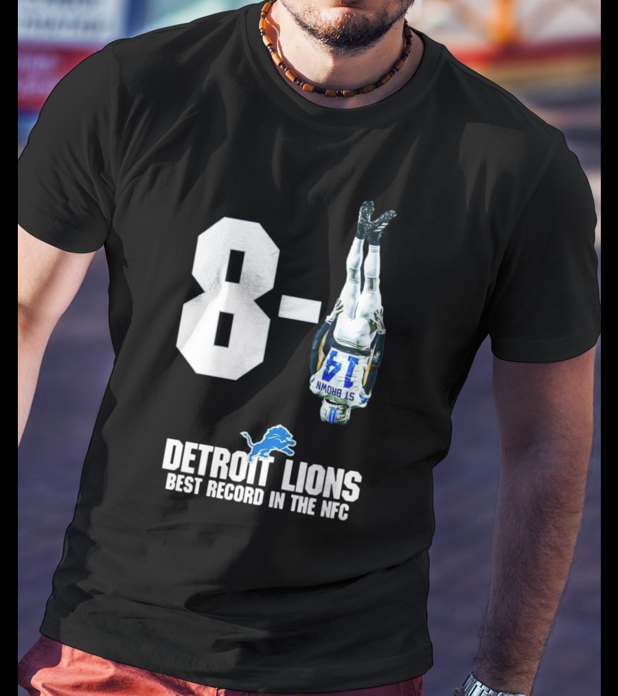Detroit Lions 8-1 Amon-Ra St. Brown Headstand Celebration Best Record In NFC T-Shirt
