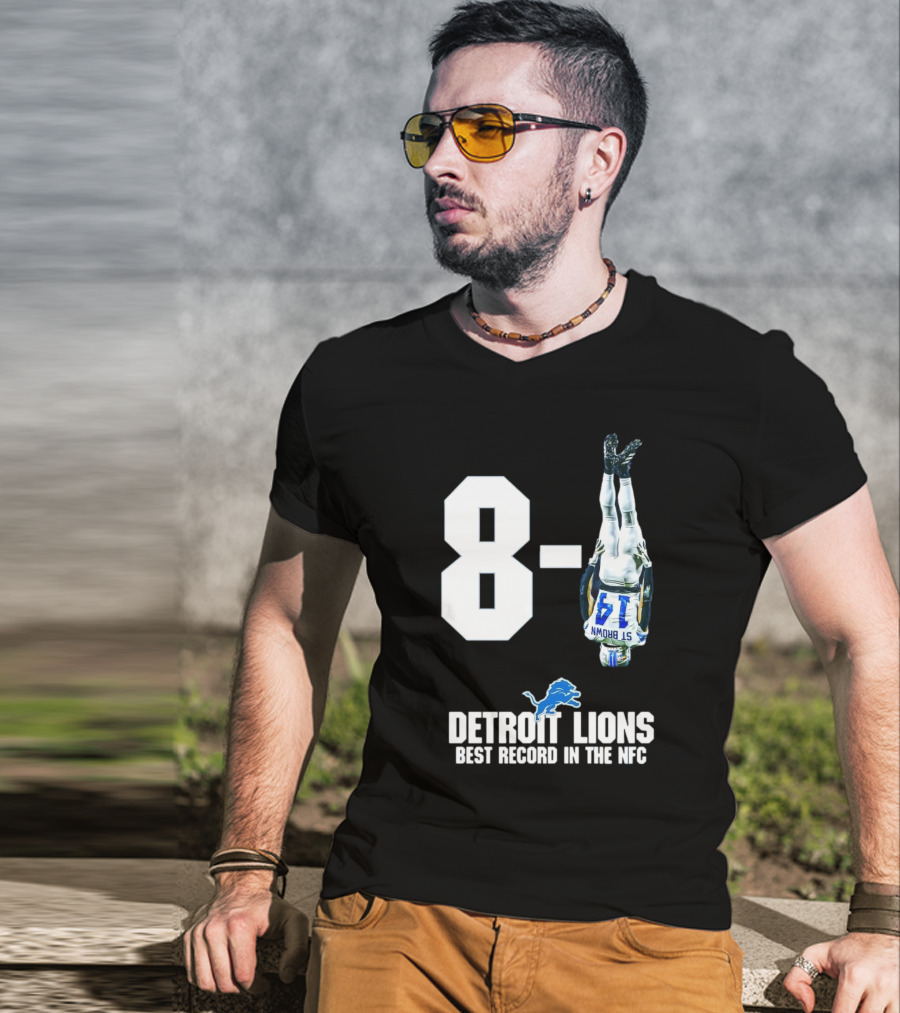 Detroit Lions 8-1 Amon-Ra St. Brown Headstand Celebration Best Record In NFC T-Shirt