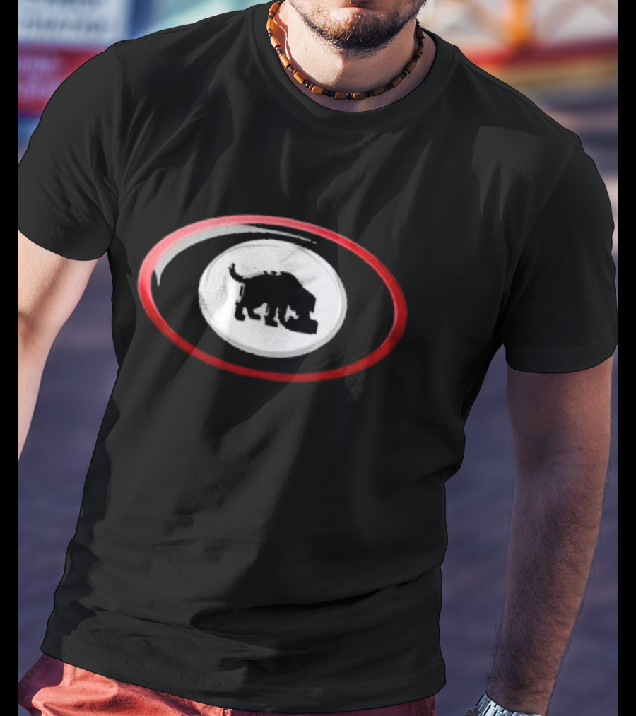 Niko-b Black Dog Embossed Graphic In Red Oval T-Shirt