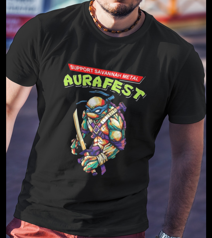 Support Savannah Metal Aurafest Ninja Turtles Event T-Shirt