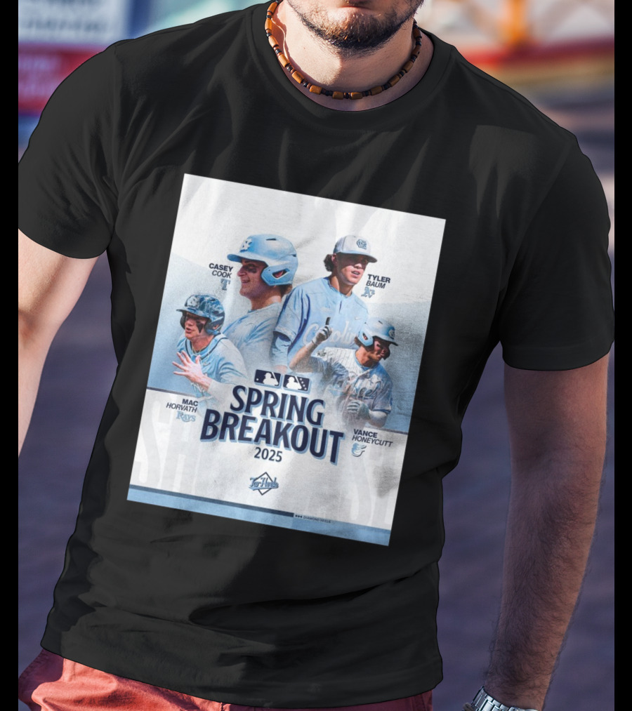 North Carolina Tar Heels Baseball Spring Breakout 2025 Casey Cook Tyler Baum Mac Horvath Vance Honeycutt MLB T-Shirt