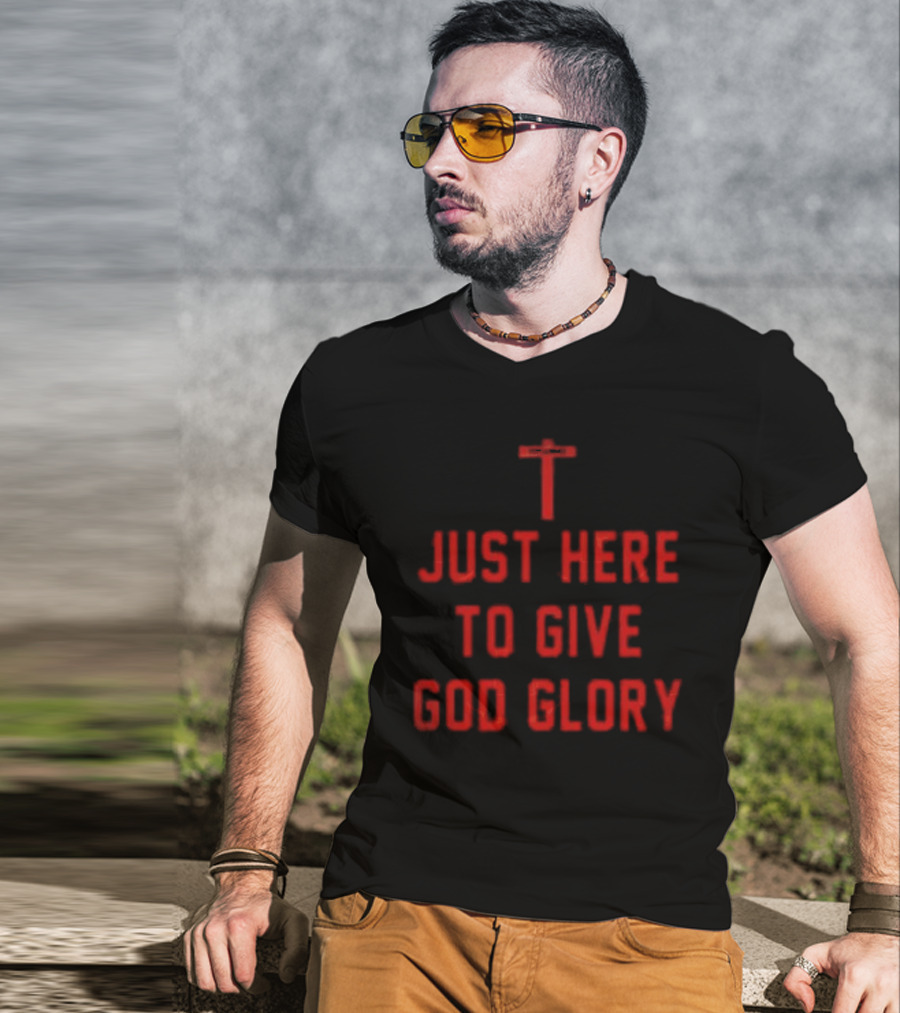 Ohio State Buckeyes Jesus Won Just Here To Give God Glory Cross T-Shirt