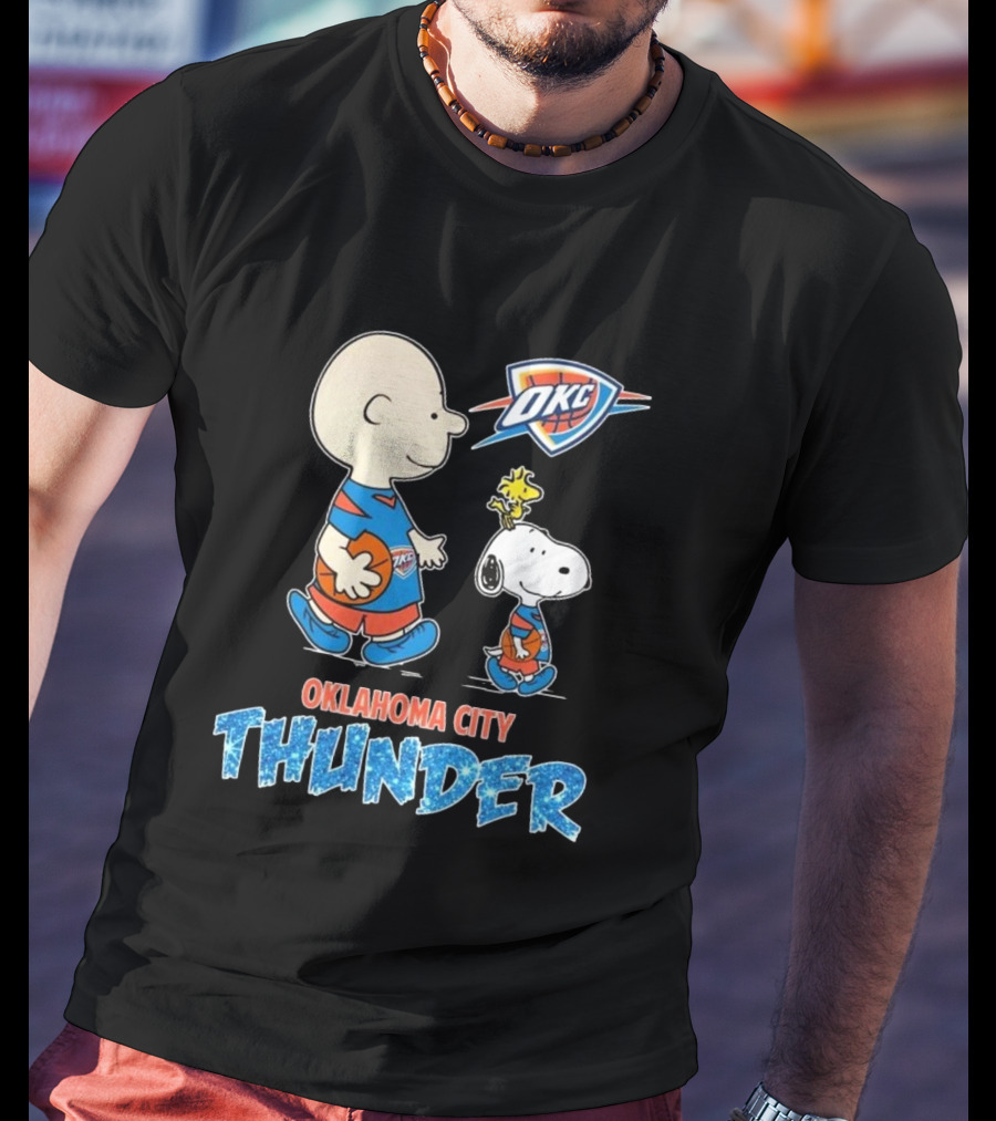 Oklahoma City Thunder Peanuts Snoopy 2025 OKC Basketball Woodstock T-Shirt