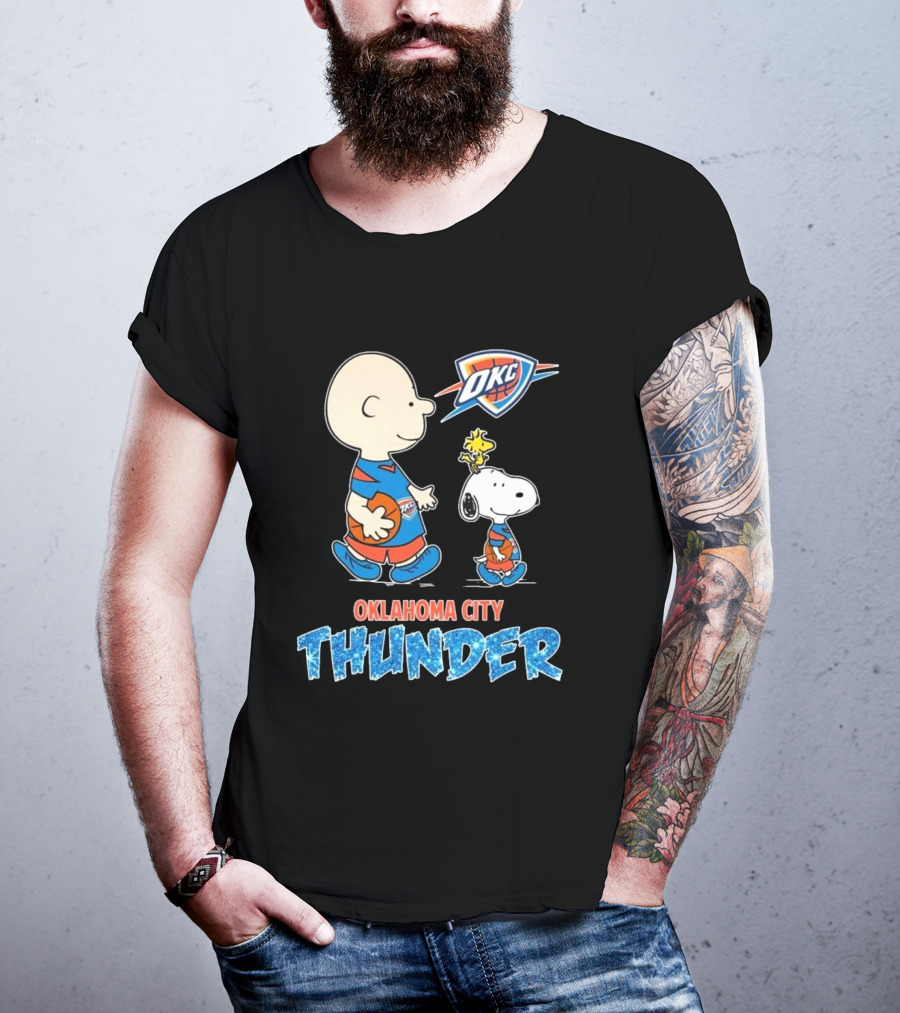 Oklahoma City Thunder Peanuts Snoopy 2025 OKC Basketball Woodstock T-Shirt