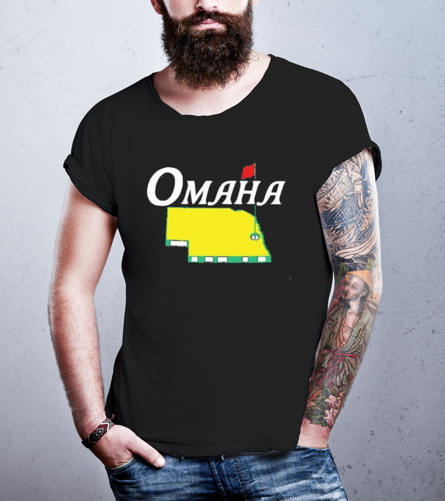 Omaha Nebraska Masters Golf State Map With Pin Flag T-Shirt