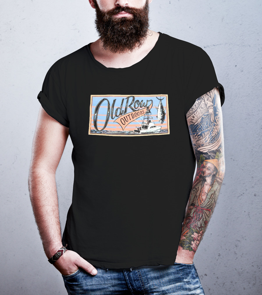 Old Row Outdoors Fishing Adventure With Boat And Catch T-Shirt