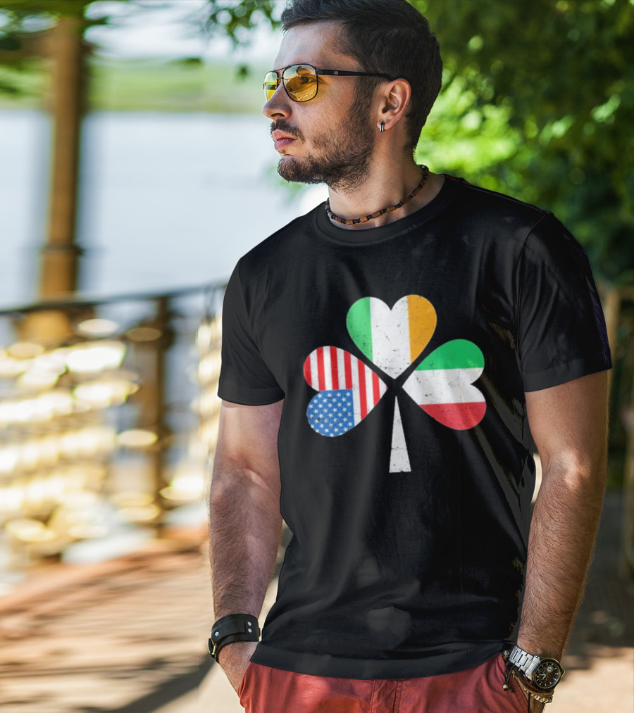 PatrickS Day Clover Ireland USA Italy Flag Trio T-Shirt