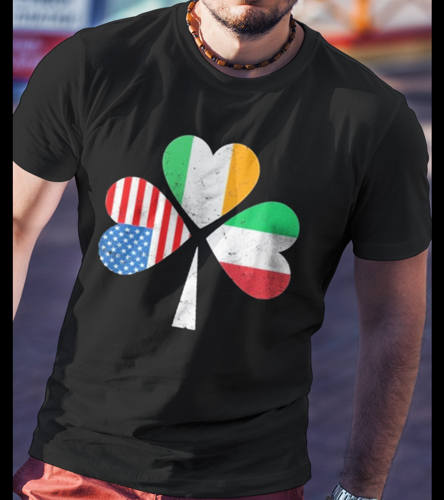 PatrickS Day Clover Ireland USA Italy Flag Trio T-Shirt