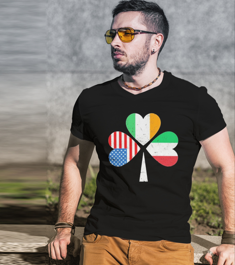 PatrickS Day Clover Ireland USA Italy Flag Trio T-Shirt