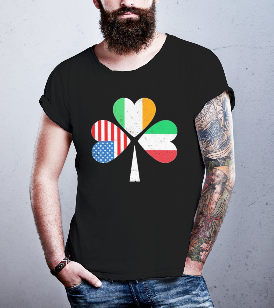 PatrickS Day Clover Ireland USA Italy Flag Trio T-Shirt