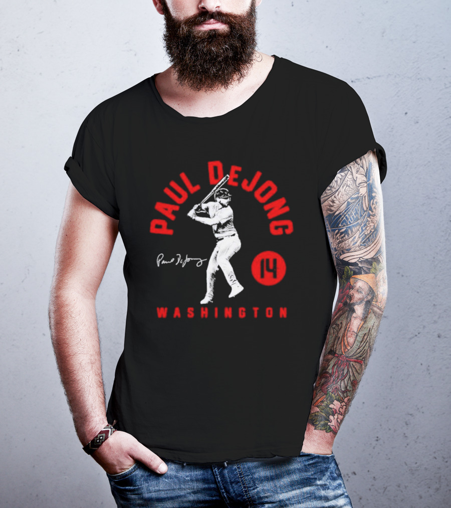 Paul DeJong Washington Nationals Signature Cartoon Number 14 T-Shirt