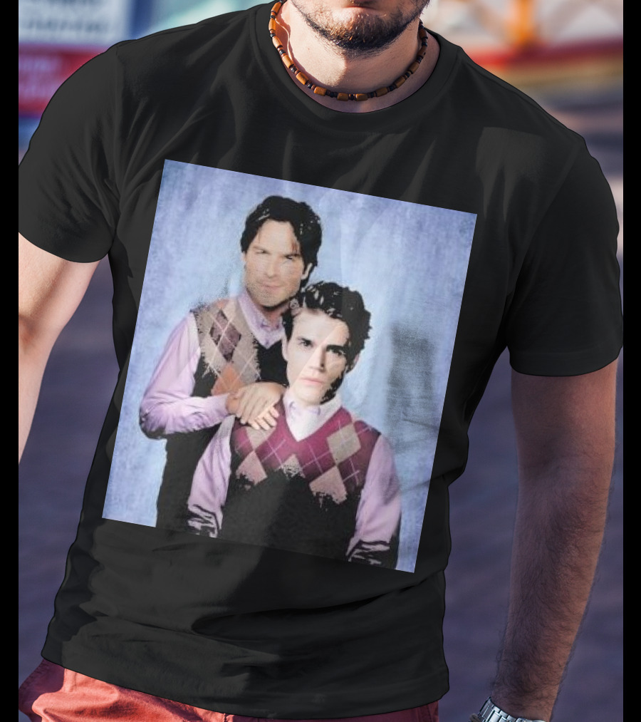 Paul Wesley Ian Somerhalder Argyle Sweater Parody T-Shirt