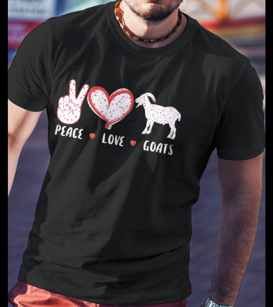 Peace Love Goats Hand Sign Heart Farm Animal T-Shirt