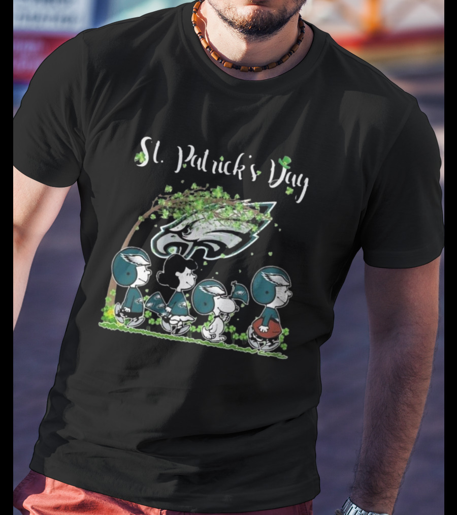 St Patrick's Day Peanuts Philadelphia Eagles Football Celebration T-Shirt