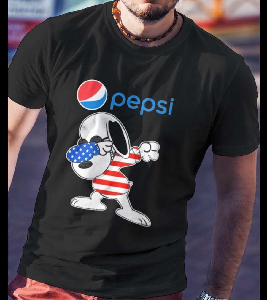 Pepsi Snoopy Dabbing American Flag USA T-Shirt