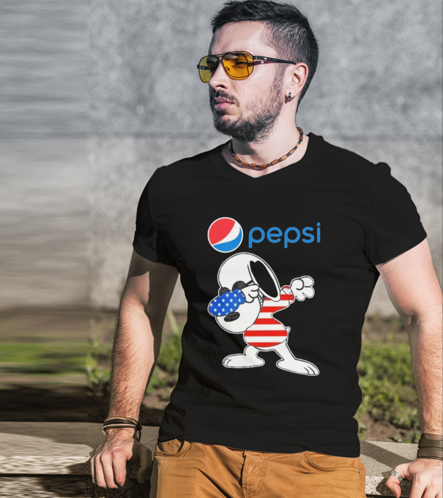 Pepsi Snoopy Dabbing American Flag USA T-Shirt