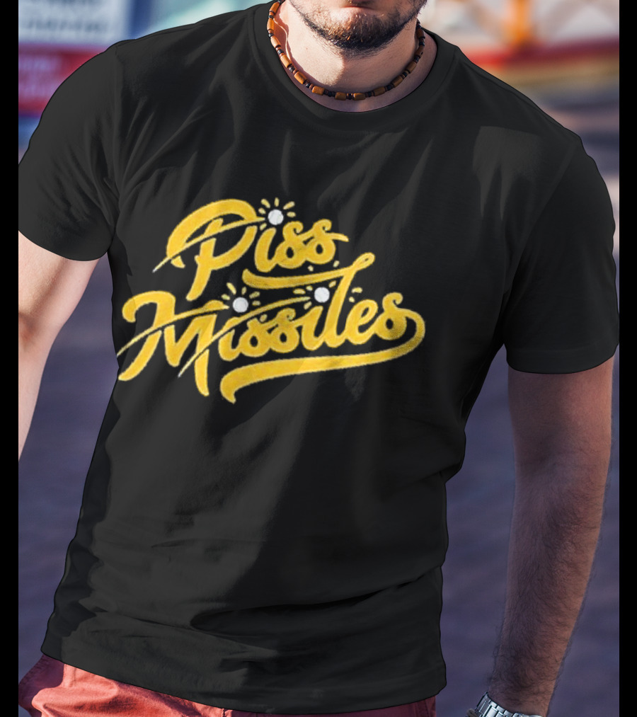 Piss Missiles Baseball Text Style With Splash Effects T-Shirt