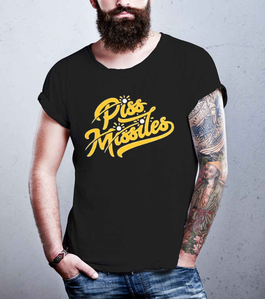 Piss Missiles Baseball Text Style With Splash Effects T-Shirt
