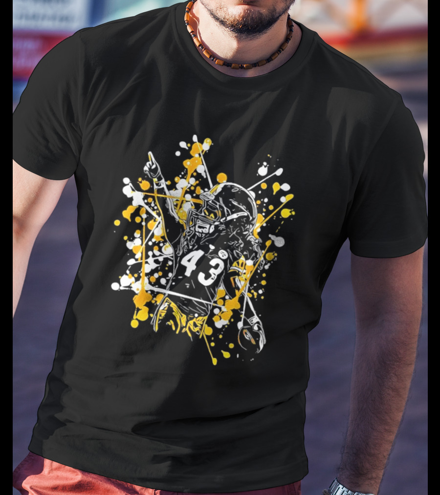 Pittsburgh Steelers Number 43 Splash Celebratory Pose T-Shirt