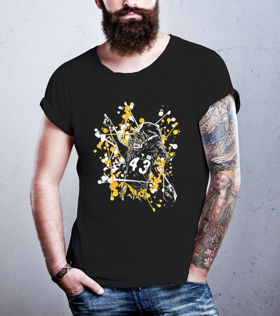 Pittsburgh Steelers Number 43 Splash Celebratory Pose T-Shirt