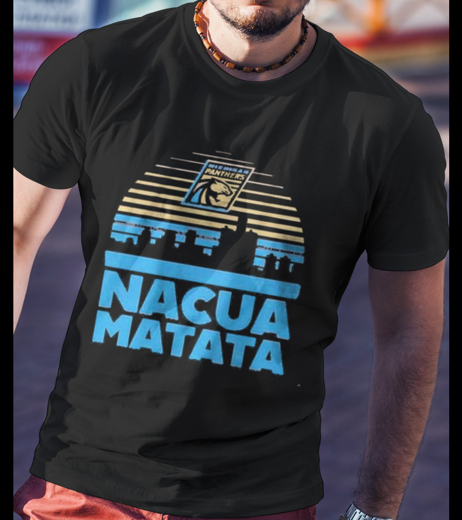 Nacua Matata Michigan Panthers Skyline Lion Icon T-Shirt
