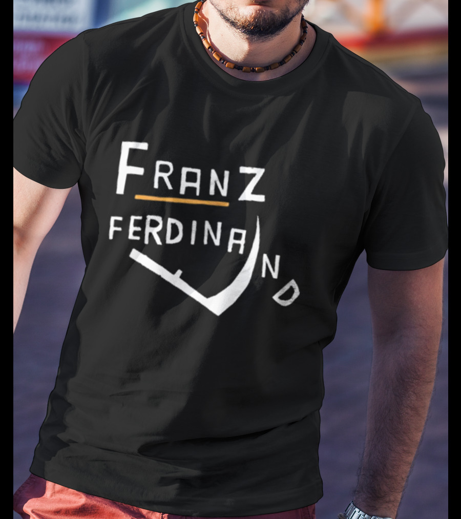 Franz Ferdinand Curved Text Design With Orange Line T-Shirt