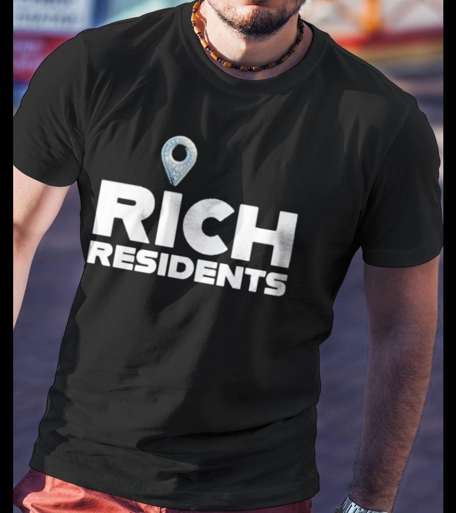 Rich Residents Oversized Diamond Map Pin T-Shirt
