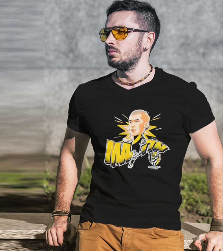 Richmond FC Dustin Martin Henrik Face With Yellow Highlights T-Shirt
