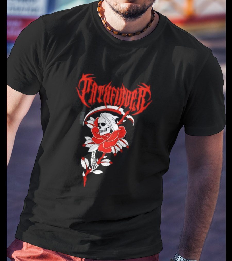 Reaper Skull With Scythe And Red Rose Gothic Aesthetic T-Shirt