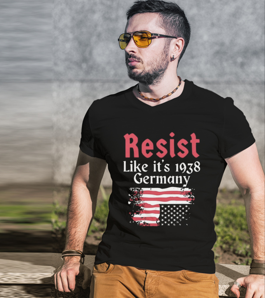Resist Like It’s 1938 Germany American Flag Distress Style T-Shirt