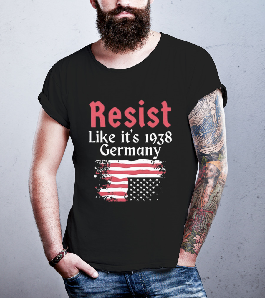 Resist Like It’s 1938 Germany American Flag Distress Style T-Shirt