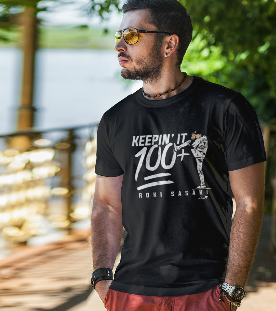 Roki Sasaki Keepin’ It 100+ Baseball Pitcher Graphic T-Shirt