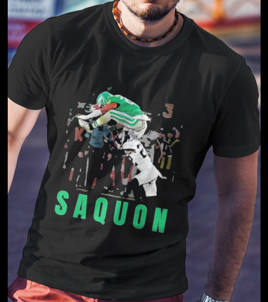 Saquon Reverse Hurdle Eagles Football Action T-Shirt