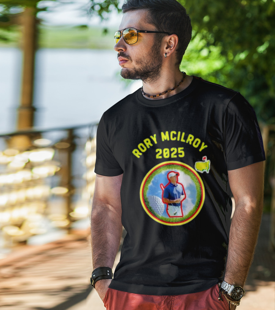 Rory McIlroy 2025 Masters Tournament Vintage Golf Circle Clouds Fairway T-Shirt
