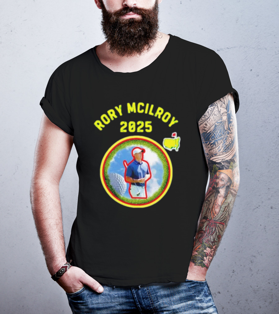 Rory McIlroy 2025 Masters Tournament Vintage Golf Circle Clouds Fairway T-Shirt
